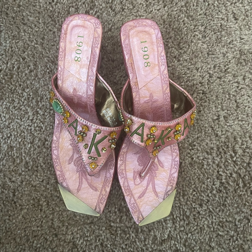 AKA Pink and Green Sandals